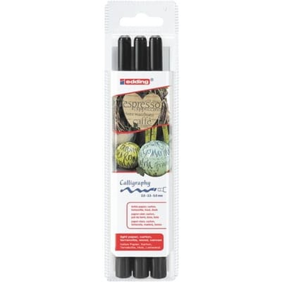 edding 1255 kalligrafiestift - zwart - 3 stiften - kalligrafiepunt 2 - 5 mm - stift voor papier, hout, terracotta, linnen - voor beginners, handlettering, bullet journal, wenskaarten, dagboek