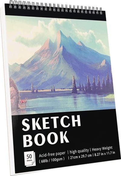 Dailygoods- Schetsboek A4 21 x 29,7 cm - Spiraalgebonden - 50 Vellen / 100 Pagina's - Zuurvrij Artiesten Schetspapier - Premium Kwaliteit - Geschikt voor Potlood/Stiften - Tekeningblok