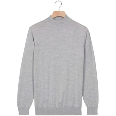 Thomas Maine Trui Turtle Neck Merino Single Knit Subtle Melange Licht Grijs / male