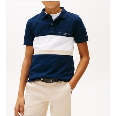 Tommy Hilfiger Boys Mini Embroidered Polo Dark Night Navy Colourblock Taglia: 5 | Camicie Outlet | kids | Nero