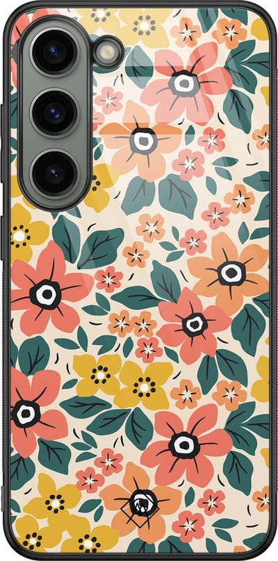 Casimoda® hoesje - Geschikt voor Samsung Galaxy S23 - Blossom - Luxe Hard Case Zwart - Backcover telefoonhoesje - Multi
