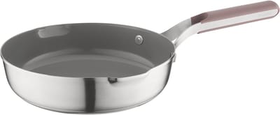 BergHOFF Home Elements Koekenpan Ø 24 cm - PFAS-Vrije Antikleefpan– RVS Braadpan – Keramische Anti-aanbaklaag Bakpan – Geschikt voor Inductie, Gas, Elektrisch en Keramisch – Ovenbestendige Biefstukpan tot 180 °C – Aubergine