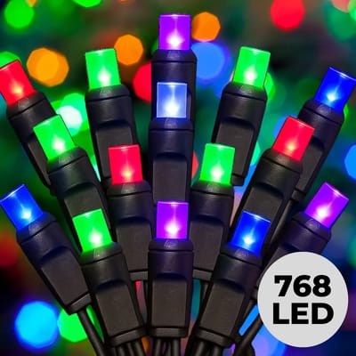 Lomera Clusterverlichting Multicolor - Kerstverlichting Binnen en Buiten - 768 LED Lampjes - Energiezuinige Led's - 5.5 Meter Lengte - IP44 Beschermwaarde - Zwart Snoer - 8 Lichtfuncties - LED Clustersnoer - Kerstboomverlichting