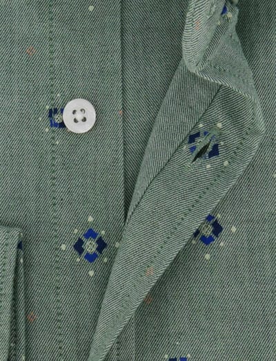 New Zealand Auckland cotton stretch overhemd groen geprint patroon