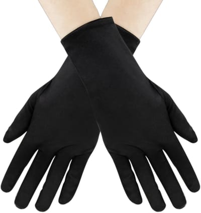 Dailygoods - Opera korte handschoenen, polssatijnen avondhandschoenen, vintage formele kostuumhandschoenen, wanten voor vrouwen voor bruiloft, eindejaarsbal, operafeest