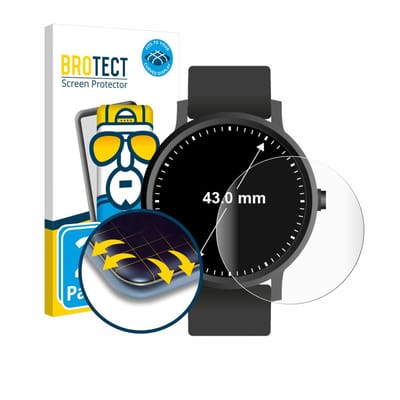 BROTECT - Screenprotector voor Horloges (Rond, ø: 43 mm) - Folie Beschermfolie transparant volledig dekking - 2 Stuks