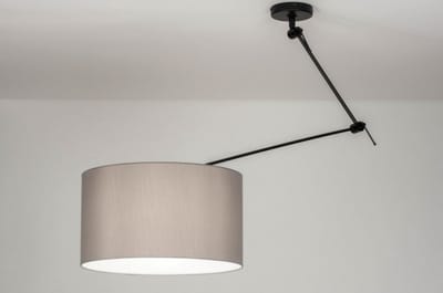 Lumidora Hanglamp 30741 - BRISBANE - E27 - Zwart - Grijs - Textiel - ⌀ 45 cm