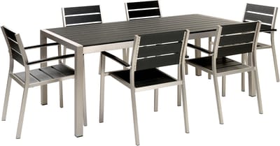 VERNIO - Tuinset voor 6 - Zwart/Zilver - Kunsthout