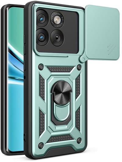 Coverup Hoesje - Geschikt voor Motorola Edge 70 Hoesje - Coverup Armor Ring Kickstand Back Cover met Camera Shield - Groen