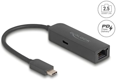 Delock USB Type-C™ Adapter to 2.5 Gigabit LAN with Power Delivery 100 watt
