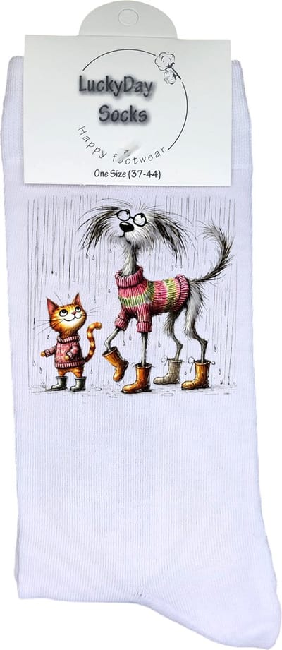 Hond - Opkikker - Grappige sokken - Valentijn cadeau - Verjaardag cadeau - Sint cadeau - Leuke sokken - Vrolijke sokken - Poes - Regenlaarzen - Cadeautje - Grappig cadeau - Kerstcadeau - Vaderdag - Moederdag - Socks maken Happy - 37-44