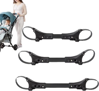 Kinderwagen Connectoren - Koppelstukken Kinderwagen - Dubbele Kinderwagen Maken - Verstelbare Lengte - Set van 3 Stuks - Zwart