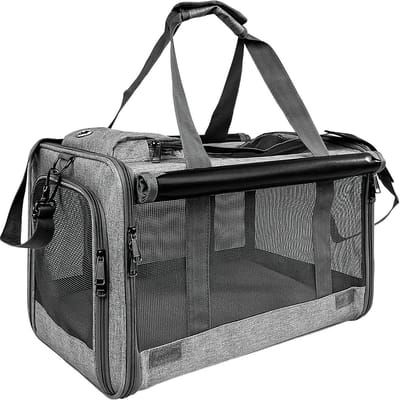 Huisdier drager - Draagbare tas - Veilig reizen - Ademend ontwerp - 46x30x30 cm - Grijs