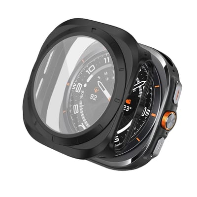 Screen protector - Geschikt voor Samsung Galaxy Watch Ultra (2024/2025) - Full Cover Hard Case / Beschermend Hoesje - Zwart