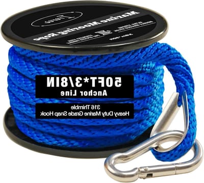 Ankertouw Boot - Dubbel Gevlochten Touw - Watersport Gebruik - Roestvrijstalen Beslag - 15 Meter - Marineblauw