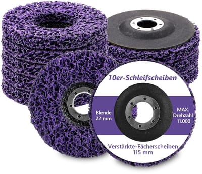 Dailygoods- Slijpschijf 115 mm - Set van 10 stuks - Grove Slijpschijf - Reinigingsschijf - Nylon - Verwijdering van roest en verf - Schuurschijf