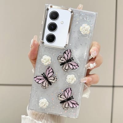 For Samsung Galaxy S24+ 5G Three-dimensional Butterfly Glitter TPU Phone Case(Pink)