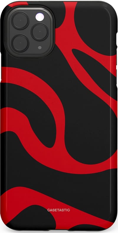 Casetastic hoesje geschikt voor Apple iPhone 11 Pro Max - Dubbellaagse bescherming - Vurige Zwarte Lava Stroom - Fashion Case - Zwart Rood