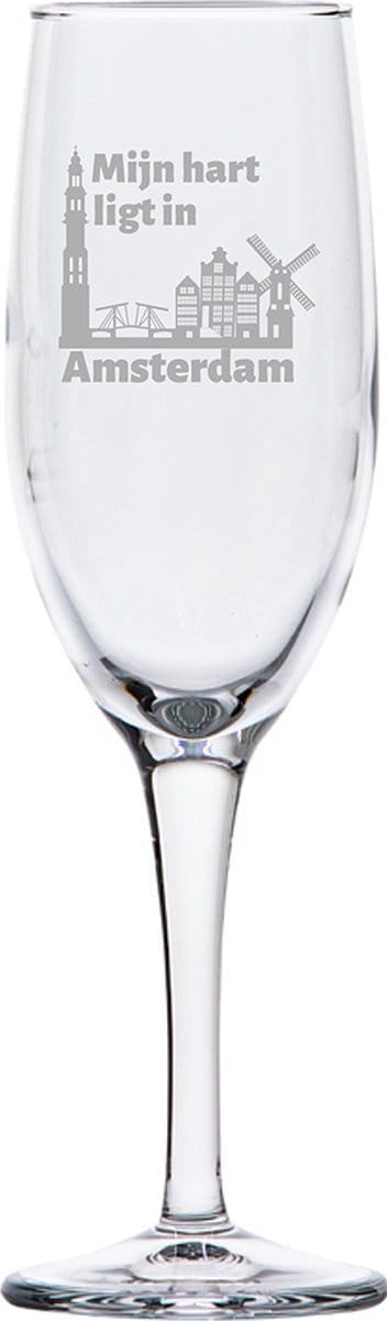 Gegraveerde Champagneglas 16,5cl Amsterdam