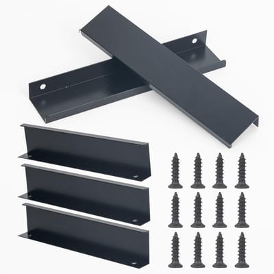 Set van 6 Verborgen Keukenladen Handgrepen voor Kasten, Lades en Deuren - Modern Aluminium in Mat Zwart, Ideaal voor Badkamer en Woonkamer