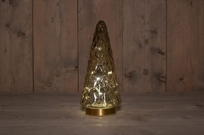 Anna's Collection kerstverlichting boom glas h28.5cm amber goud