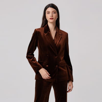 Fluwelen blazer met dubbele rij knopen