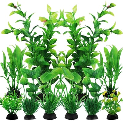 Dailygoody - Aquariumdecoratie - Kunstplanten - Set van 10 stuks - Groene aquariumplanten - Decoratie voor vijvers en aquaria - Geschikt voor binnen e