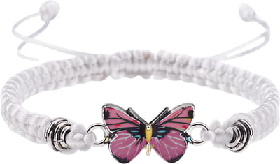 Verstelbare gevlochten string armband met vlinder hanger – handgemaakt ontwerp – Wit – licht en comfortabel – geschikt voor dagelijks gebruik – ideaal als betekenisvol cadeau