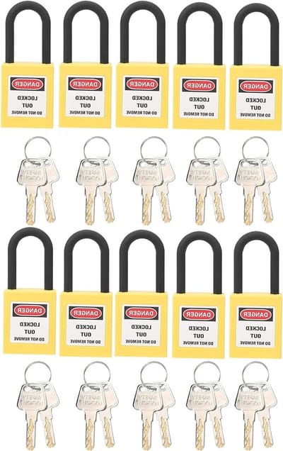 10 Sets 38mm Technische Isolatie Gereedschappen voor Fabrieken, Stofdichte Nylon Hangsloten met Verschillende Codes en Labels