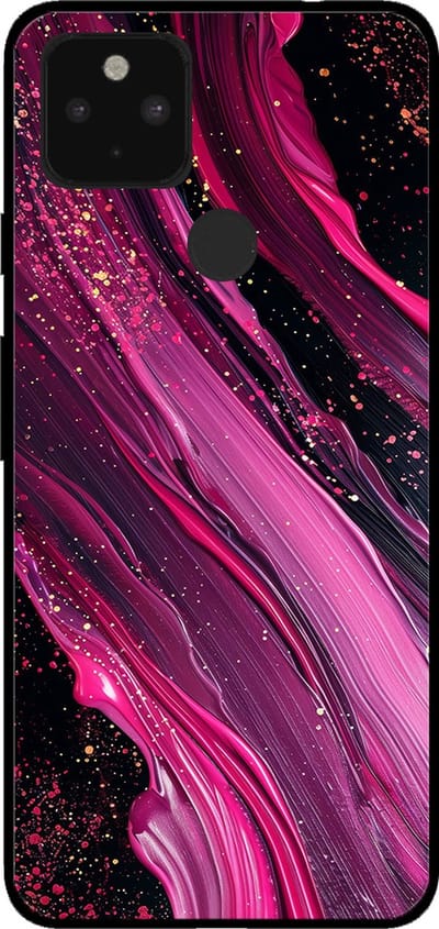 Smartphonica Telefoonhoesje voor Google Pixel 4A 5G met marmer opdruk - TPU backcover case marble design - Paars Roze geschikt voor Google Pixel 4A 5G