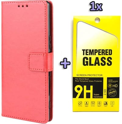 HB Hoesje Geschikt voor Samsung Galaxy A51 - Rood - Portemonnee Book Case - Pasjeshouder en Magneetlipje + Tempered Glazen Screenprotector