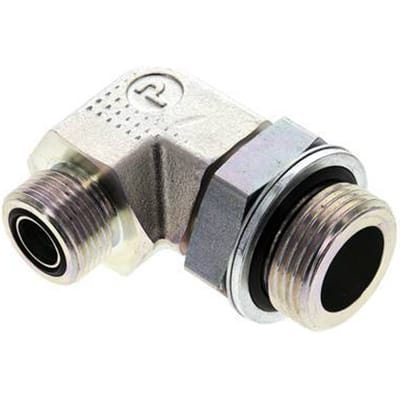 UNS 1''-14 x G 1'' Buitendraad Verzinkt Stalen L-Fitting 90graden ORFS 315 Bar - Hydrauliek - FL2E-M-EZE-100U-100G-O