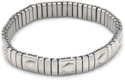 Armband - RVS - stretch - hartjes - dames - sieraden - tijdloos - subtiel - cadeau – valentijn – cadeau