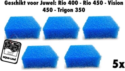 Aqua-Loui® - Grof Filterspons XL - 5 Stuks - Geschikt voor Juwel Bioflow 8.0 - Aquarium Filtersponzen - Geschikt voor Rio 400/450, Vision 450 & Trigon 350