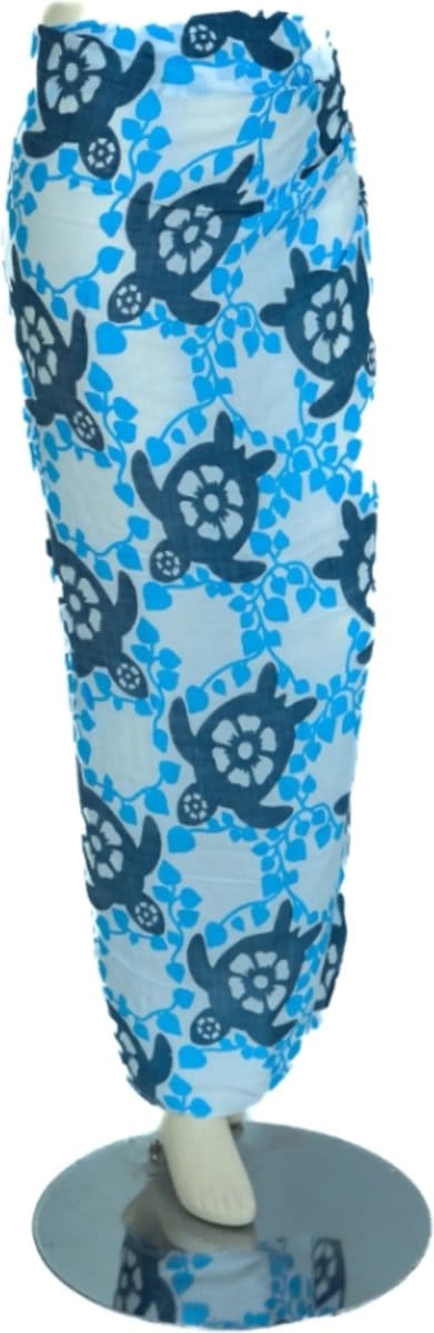 Sarong - 617 - schildpadden - blauw van Om Namaste - Pareo Saunadoek Wikkeljurk