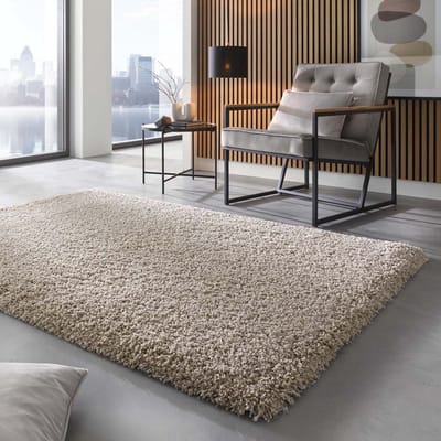 Hoogpolig vloerkleed effen - Shaggy Prime beige 133x195 cm