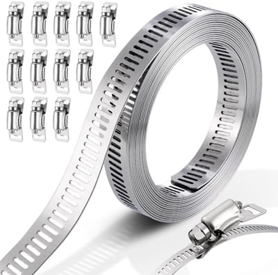 Dailygoody - Slangklem Kit - DIY Metalen Band - 3 Meter - Verstelbare Klem - Roestvrij staal - Bevestigingsmiddelen - Geschikt voor Pijpen