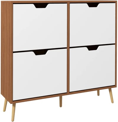 Geargalaxy Schoenenrek - Schoenenkast - Opbergkast - Schoenen Organizer - Schoenenopberger - Voor 16 Paar - 95x26x95cm - Bruin/Wit
