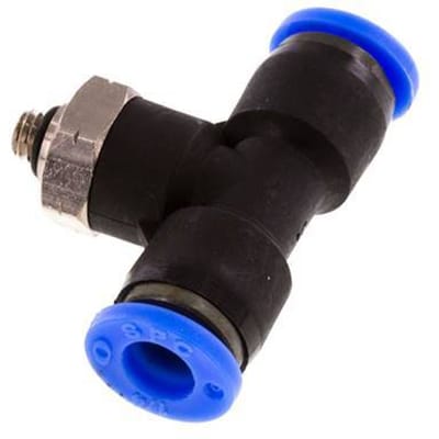 1/4'' x UNF 10-32 inline T-stuk Messing/PBT Insteekfitting Draaibaar NBR [2 Stuks]