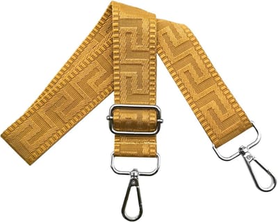 Schouderband Tas - Verstelbare Band - Tas Vervangen - Met Zilveren Karabijn - 80-130 cm - Geel