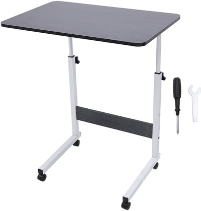 Verstelbare Laptoptafel met Wielen 80x40 cm – Verrijdbare Bedtafel – In Hoogte Verstelbaar Bureau voor Bed, Sofa en Studeren