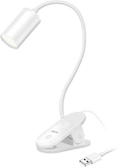 LOGILINK LED-cliplamp, 4000 K, 200 lm, 360° draaibare hals, 3 helderheidsniveaus, aanraakbediening, wit