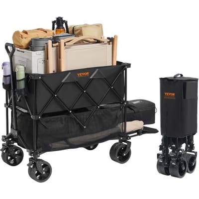 VEVOR Handkar 1320 x 565 x 1065 mm Kinderwagen van 600D Oxford-stof met PVC-coating Strandkar waterdicht, UV-bestendig max. draagvermogen 204 kg Transportkar Apparatuurkar Handkar