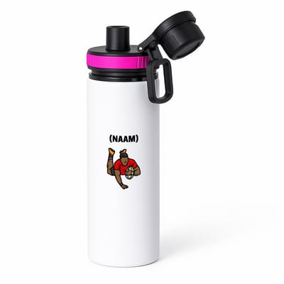 Hacebo® - Rugby met eigen naam waterfles met draaidop roze - Rugby - Rugbyer - Sport - water fles - 850ML