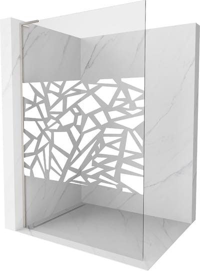 Mexen Kioto L douchewand Walk-in 70 x 200 , witte patroon, geborsteld nikkel - 800-070-103-97-85
