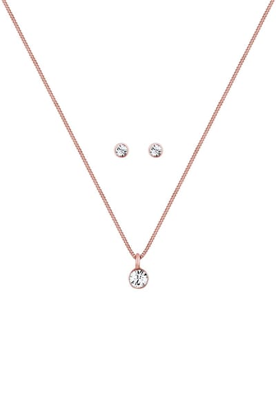 Elli - Sieraden Set - Dames Elegant Eenzaam Hanger Set Oorsteker met Kristallen in 925 Sterling Zilver - Dames