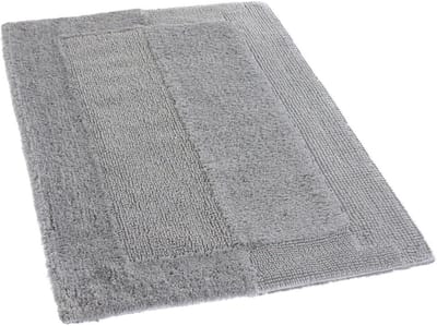 Badmat Rechthoekig - Badkamer Tapijt - Voetdroging - Omkeerbaar Design - 70 x 120 cm - Zilvergrijs