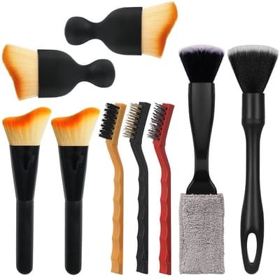 Dailygoods- Autodetailleringsborstels 9-delige set - Ultrazachte Borstels - Microvezel Borstels - Interieur/Exterieur Reinigen - Stofverwijdering - Voor Luchtventilatie - Reinigingsborstels