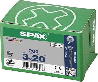 Spax Spaanplaatschroef Verzinkt PK 3.0 x 20 (200) - 200 stuks