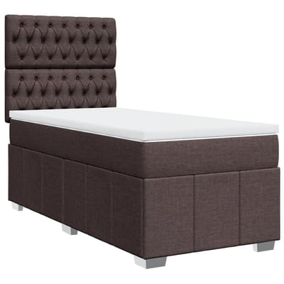 vidaXL - Boxspring - met - matras - stof - donkerbruin - 100x200 - cm